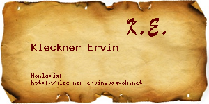 Kleckner Ervin névjegykártya